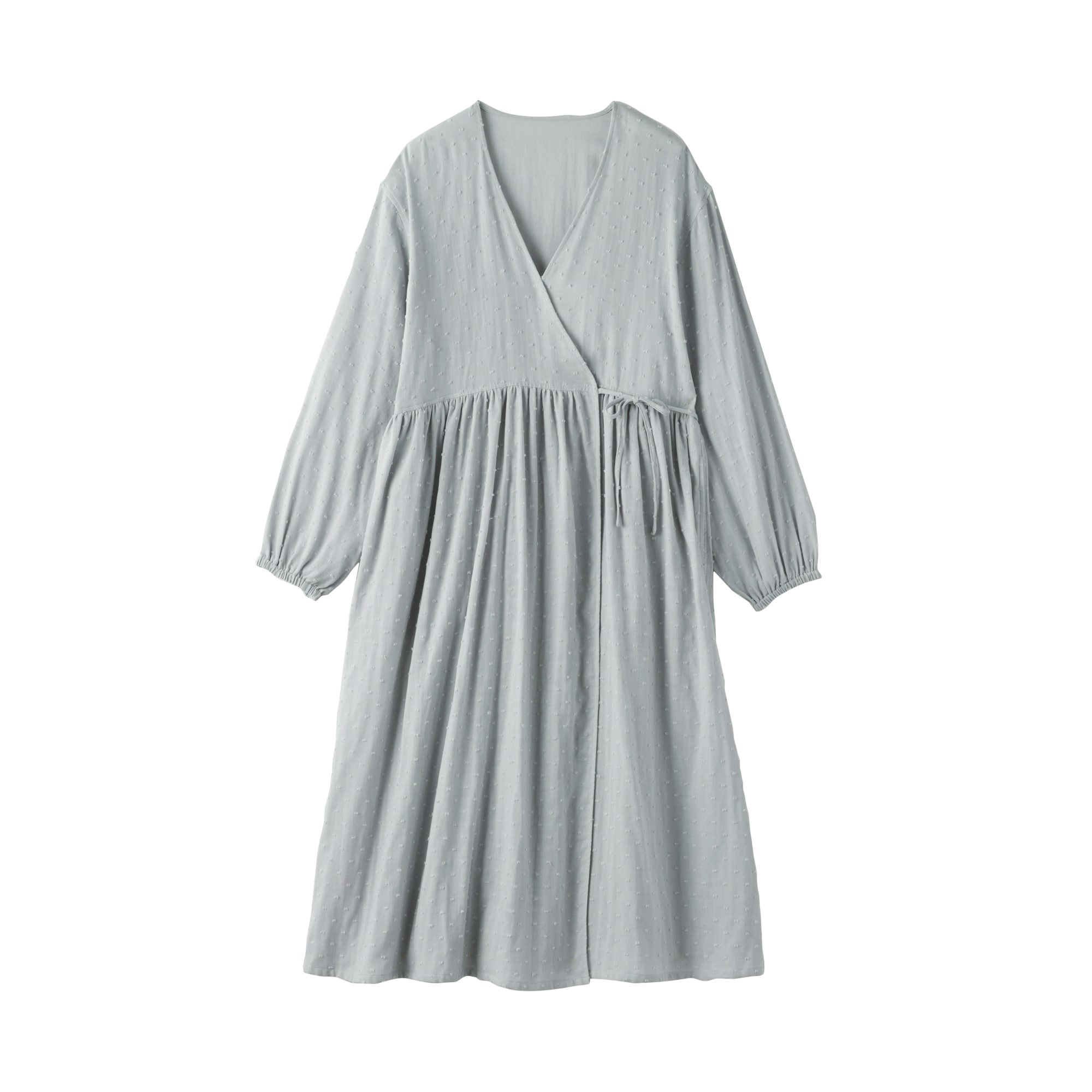 婦人　二重ガーゼ　ドットドビー　ロングカーディガン