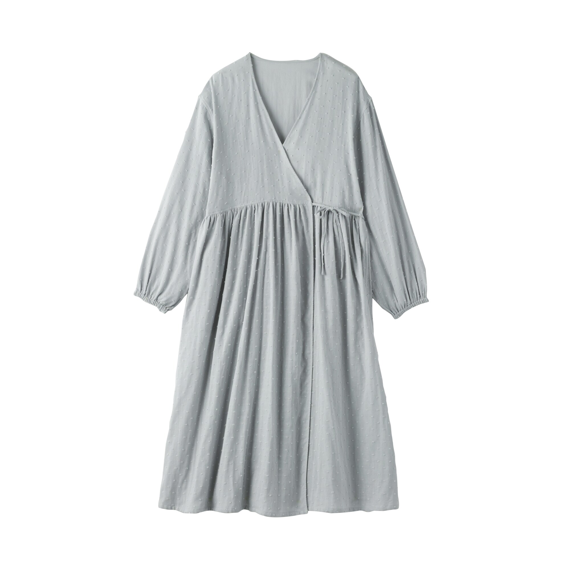 婦人　二重ガーゼ　ドットドビー　ロングカーディガン