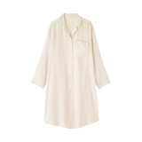 婦人　なめらかサテン　長袖パジャマワンピース