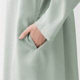 婦人　なめらかサテン　長袖パジャマワンピース