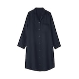 婦人　なめらかサテン　長袖パジャマワンピース