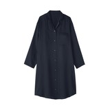 婦人　なめらかサテン　長袖パジャマワンピース