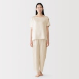 婦人　なめらかサテン　半袖プルオーバー