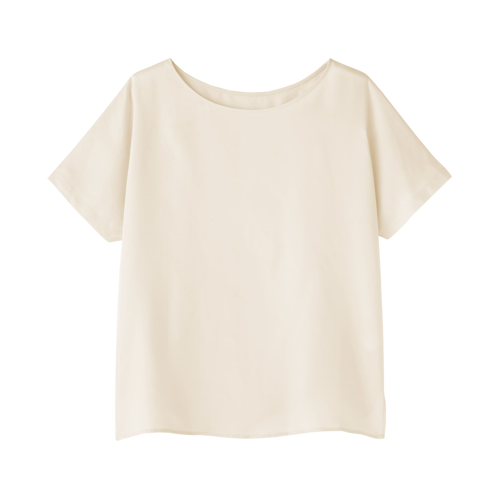 婦人　なめらかサテン　半袖プルオーバー