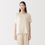 婦人　なめらかサテン　半袖プルオーバー