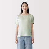 婦人　なめらかサテン　半袖プルオーバー