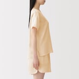 婦人　なめらかサテン　半袖プルオーバー