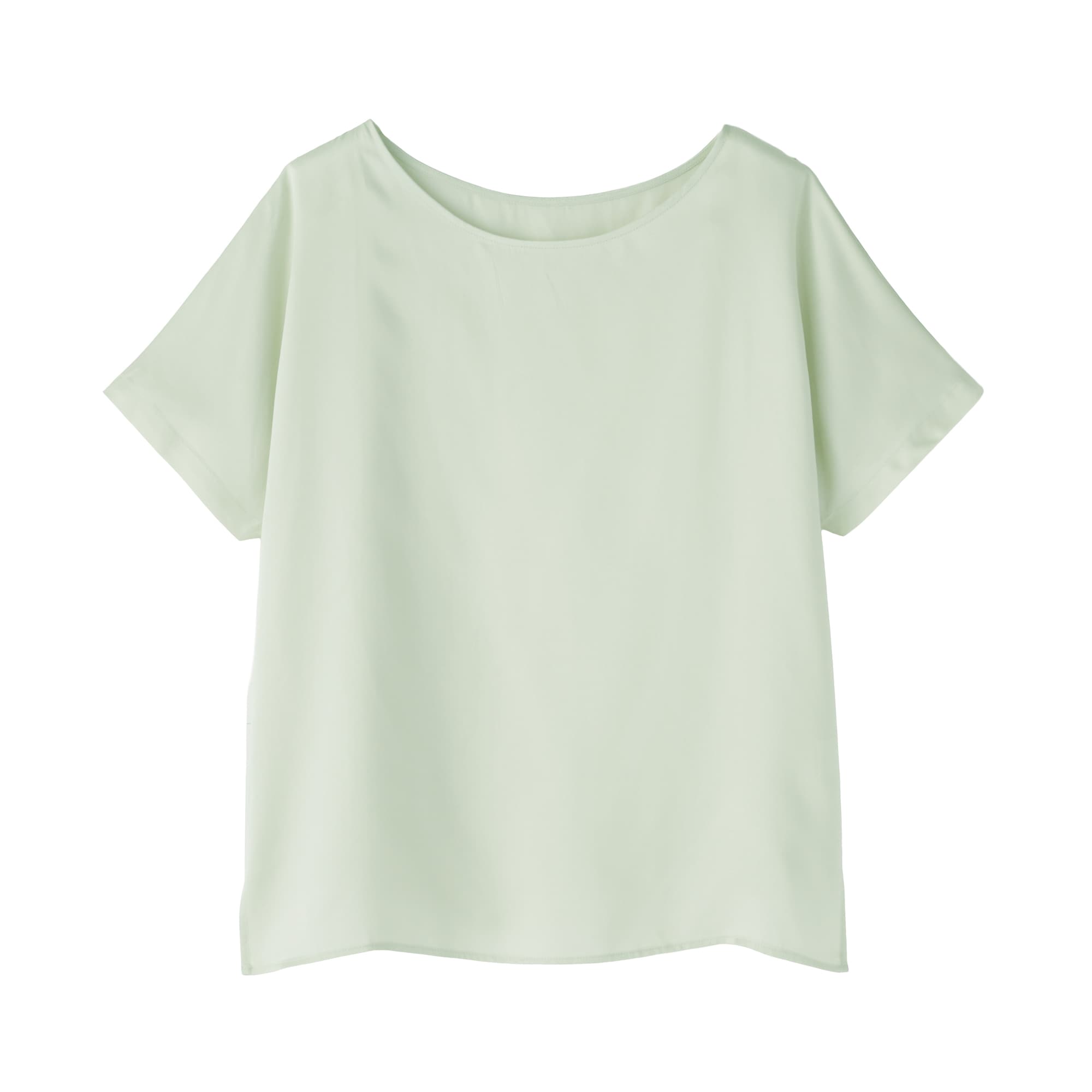 婦人　なめらかサテン　半袖プルオーバー