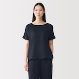 婦人　なめらかサテン　半袖プルオーバー