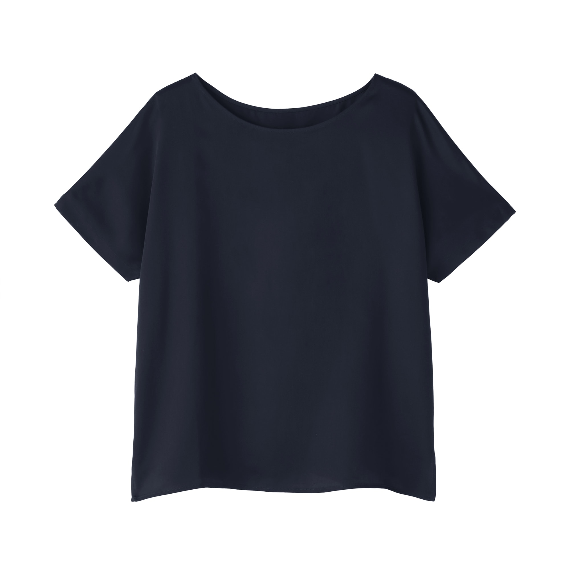 婦人　なめらかサテン　半袖プルオーバー