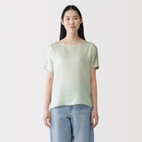 婦人　なめらかサテン　半袖プルオーバー