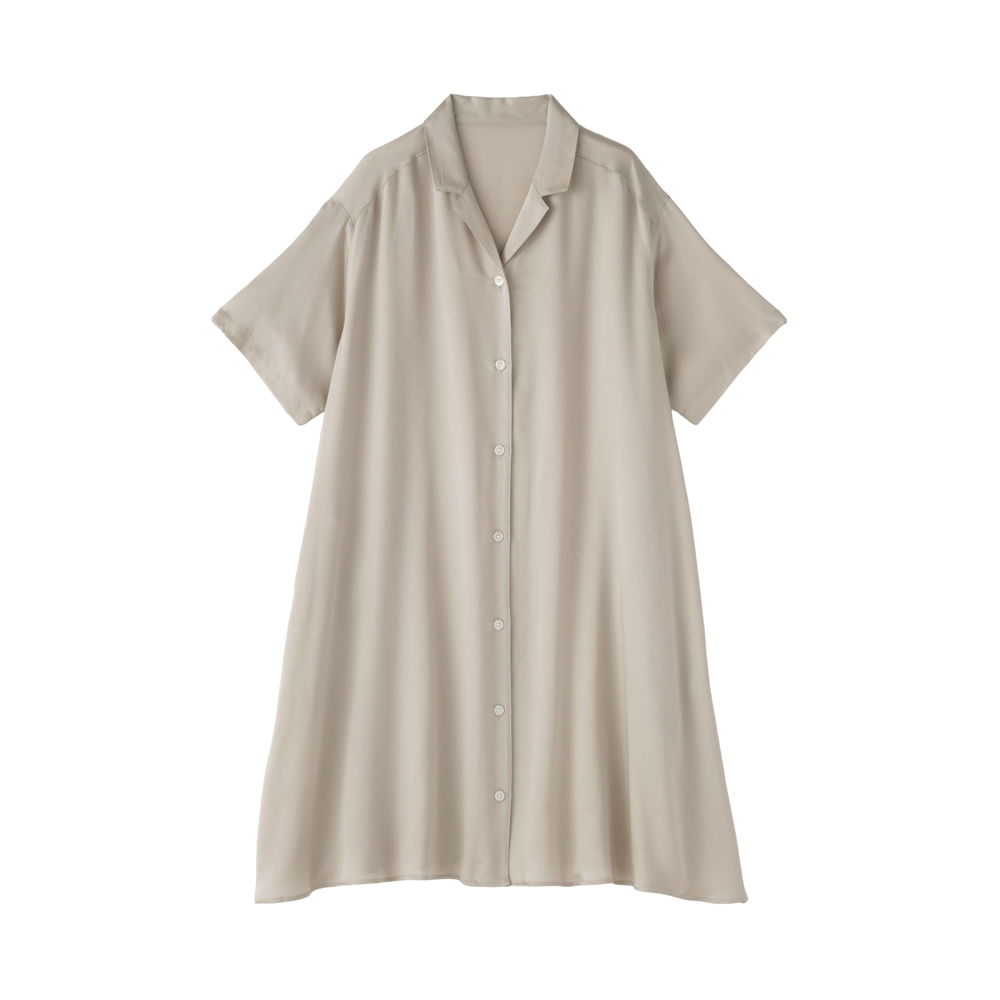 婦人　なめらかサテン　半袖パジャマワンピース