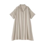 婦人　なめらかサテン　半袖パジャマワンピース