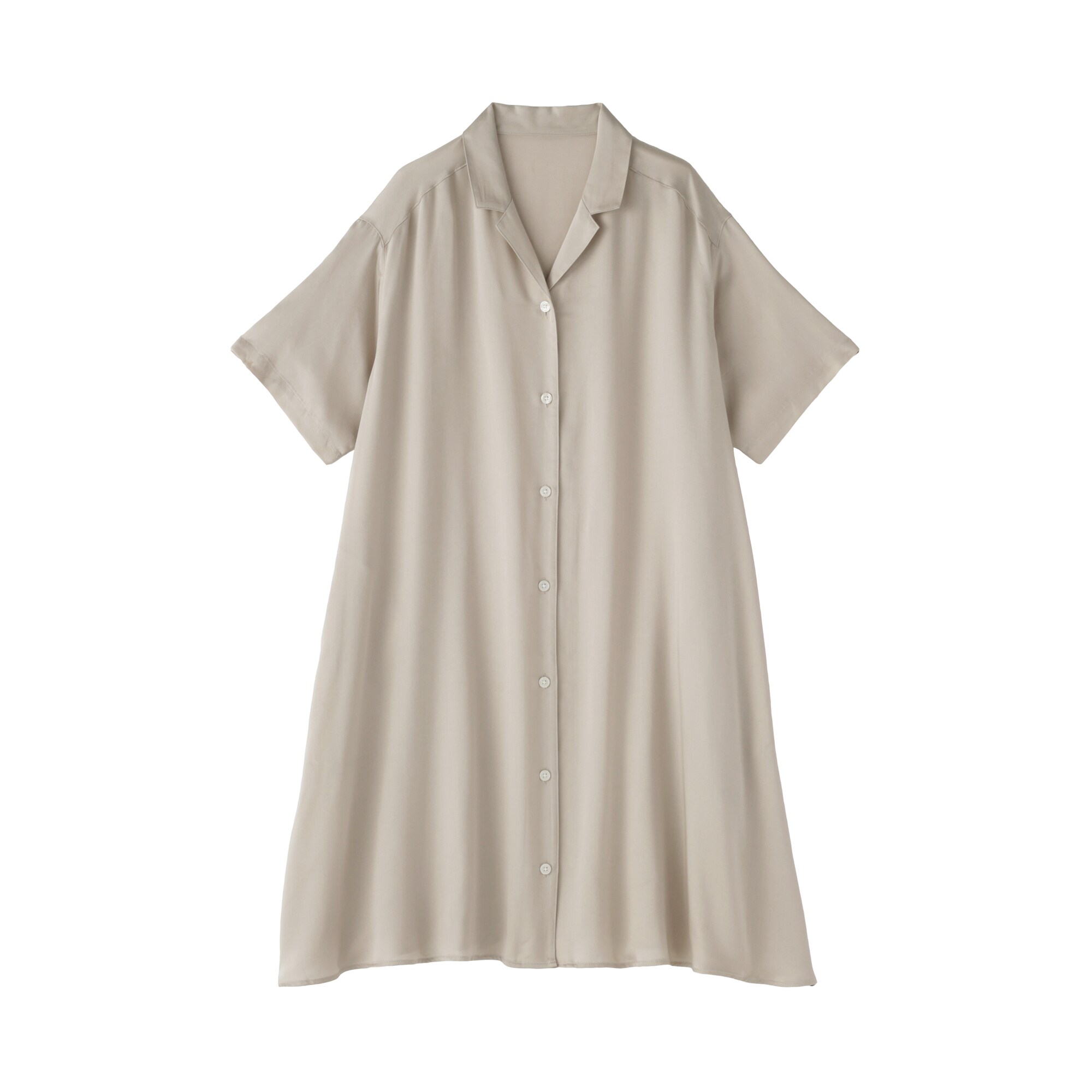 婦人　なめらかサテン　半袖パジャマワンピース