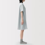 婦人　なめらかサテン　半袖パジャマワンピース