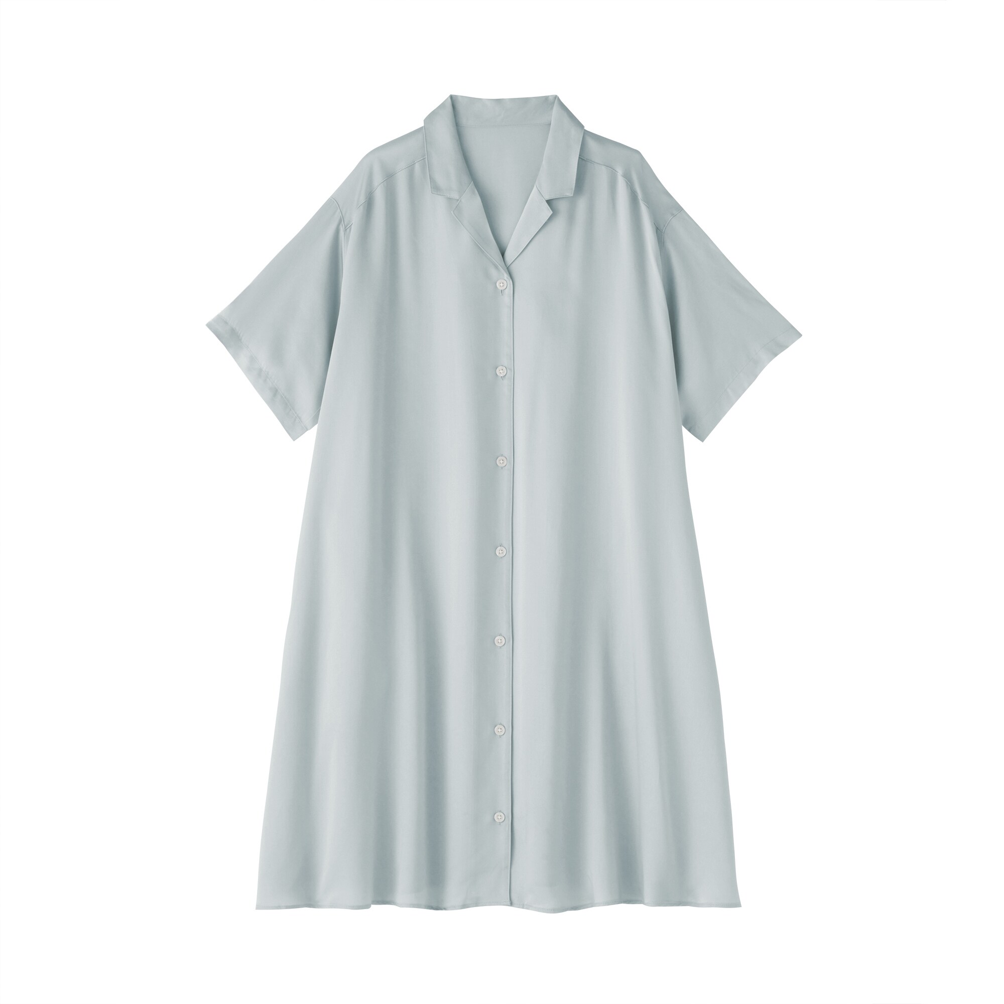 婦人　なめらかサテン　半袖パジャマワンピース