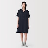 婦人　なめらかサテン　半袖パジャマワンピース