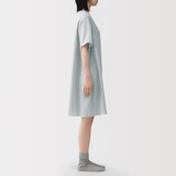 婦人　なめらかサテン　半袖パジャマワンピース