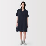 婦人　なめらかサテン　半袖パジャマワンピース