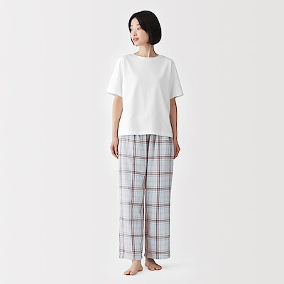 婦人　二重ガーゼ　半袖ルームウェアセット