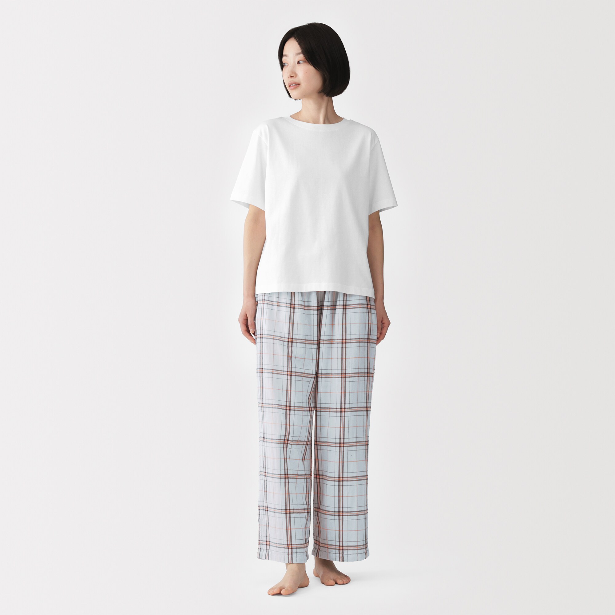 婦人　二重ガーゼ　半袖ルームウェアセット