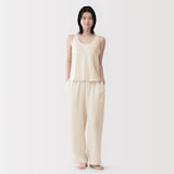 婦人　なめらかサテン　ロングパンツ