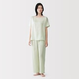 婦人　なめらかサテン　ロングパンツ