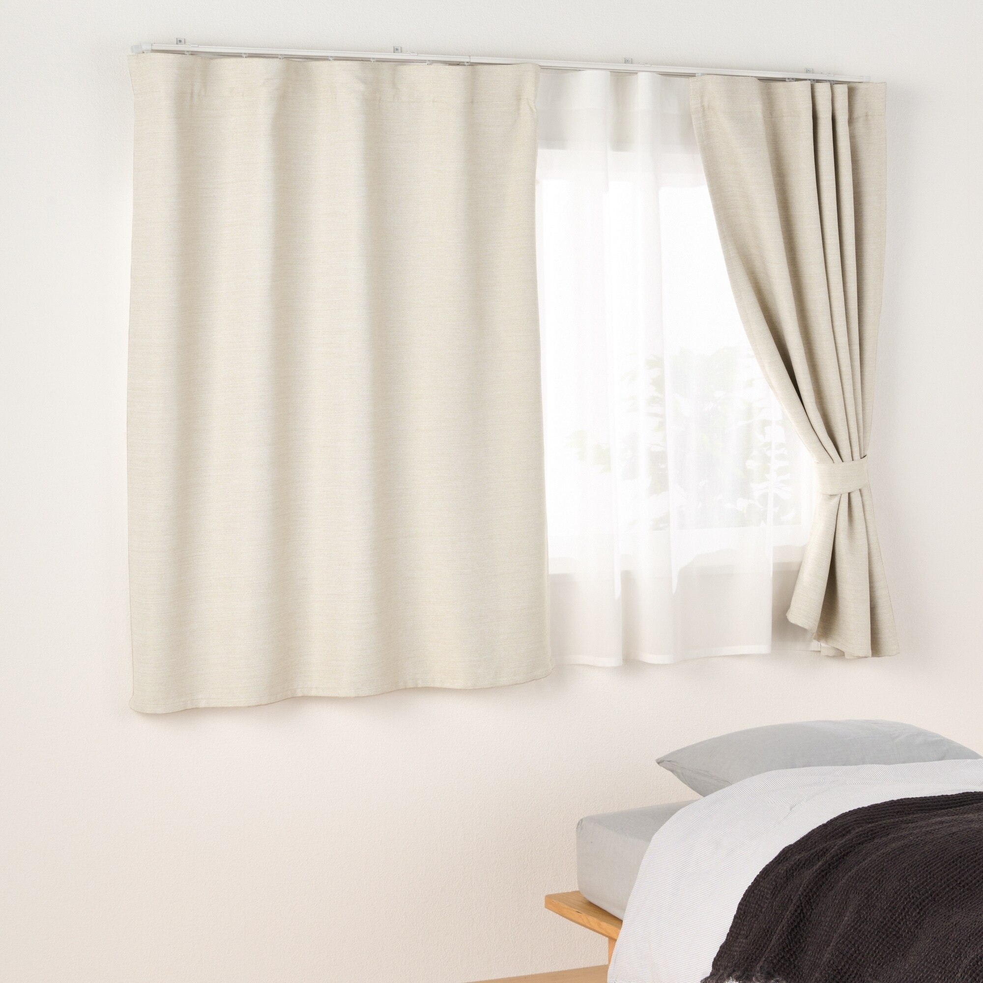 防炎・遮光性　二重織りノンプリーツカーテン