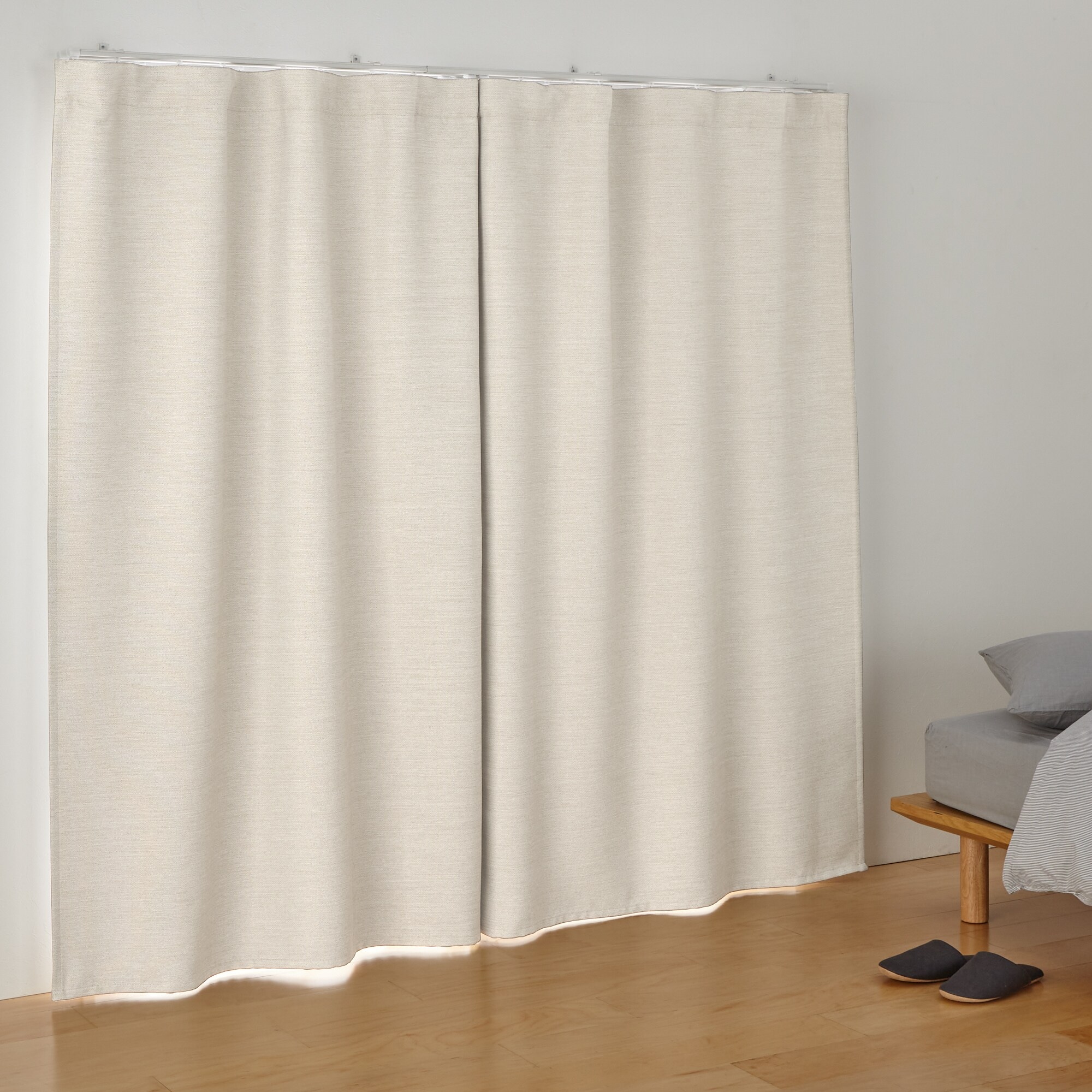 防炎・遮光性　二重織りノンプリーツカーテン