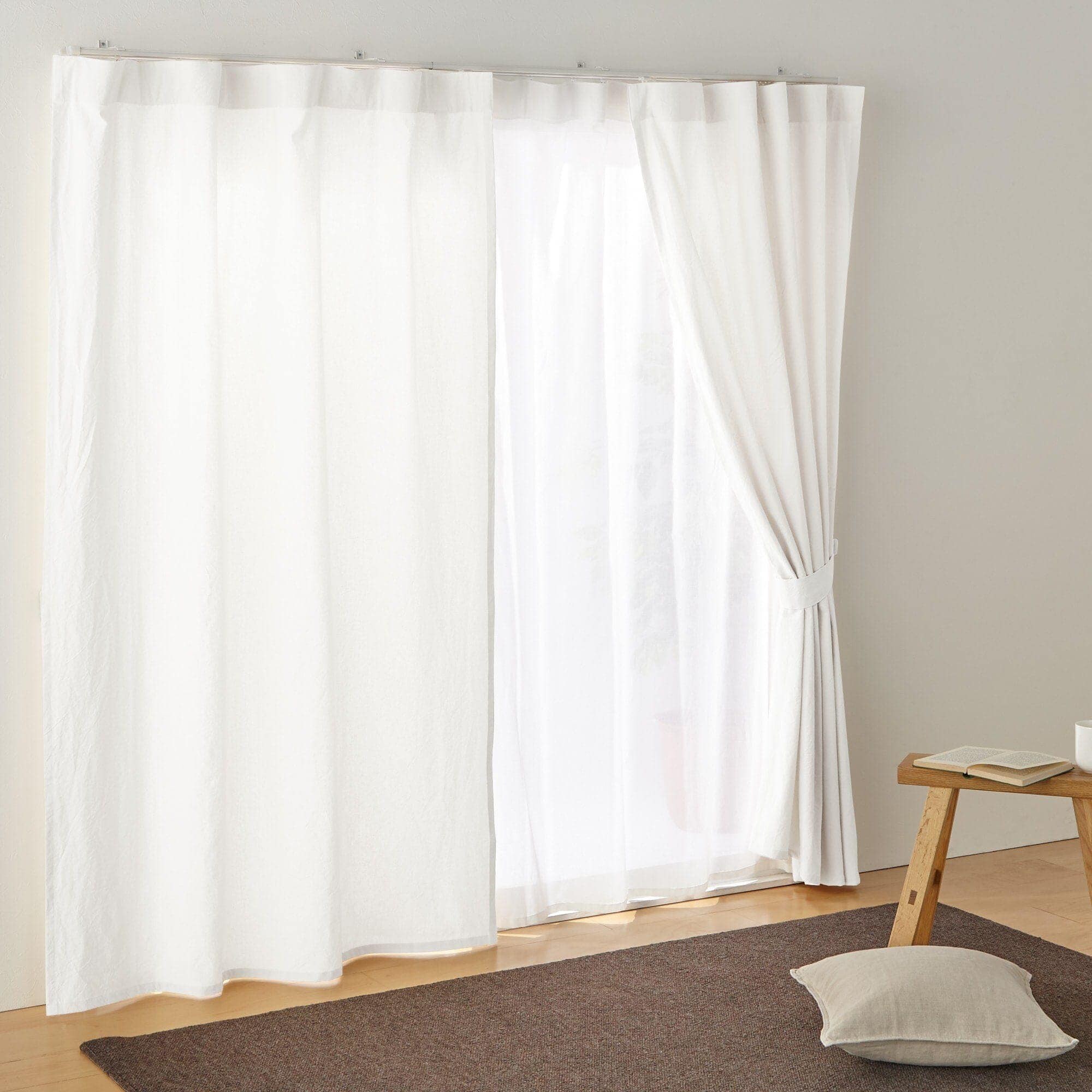 綿洗いざらし平織ノンプリーツカーテン