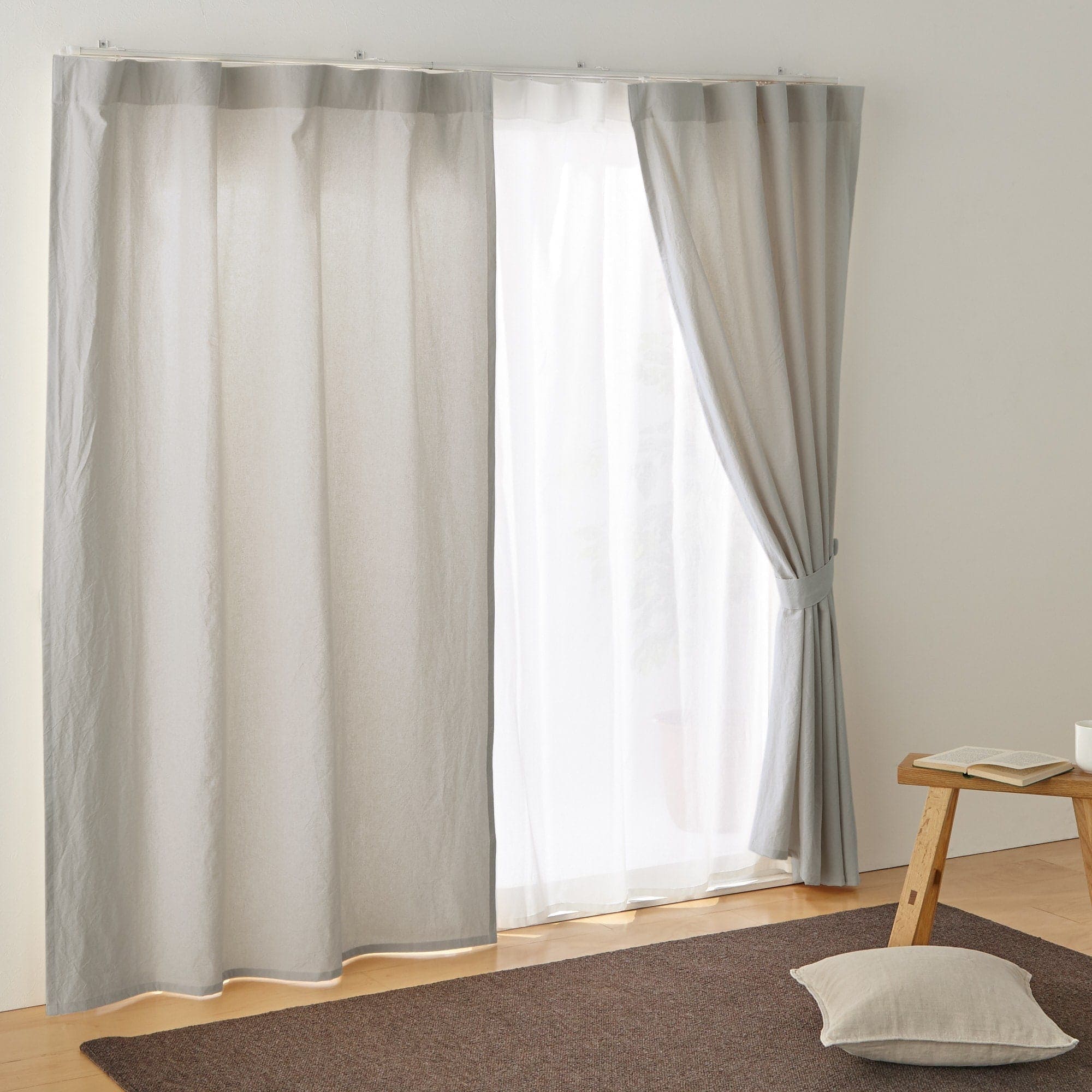 綿洗いざらし平織ノンプリーツカーテン