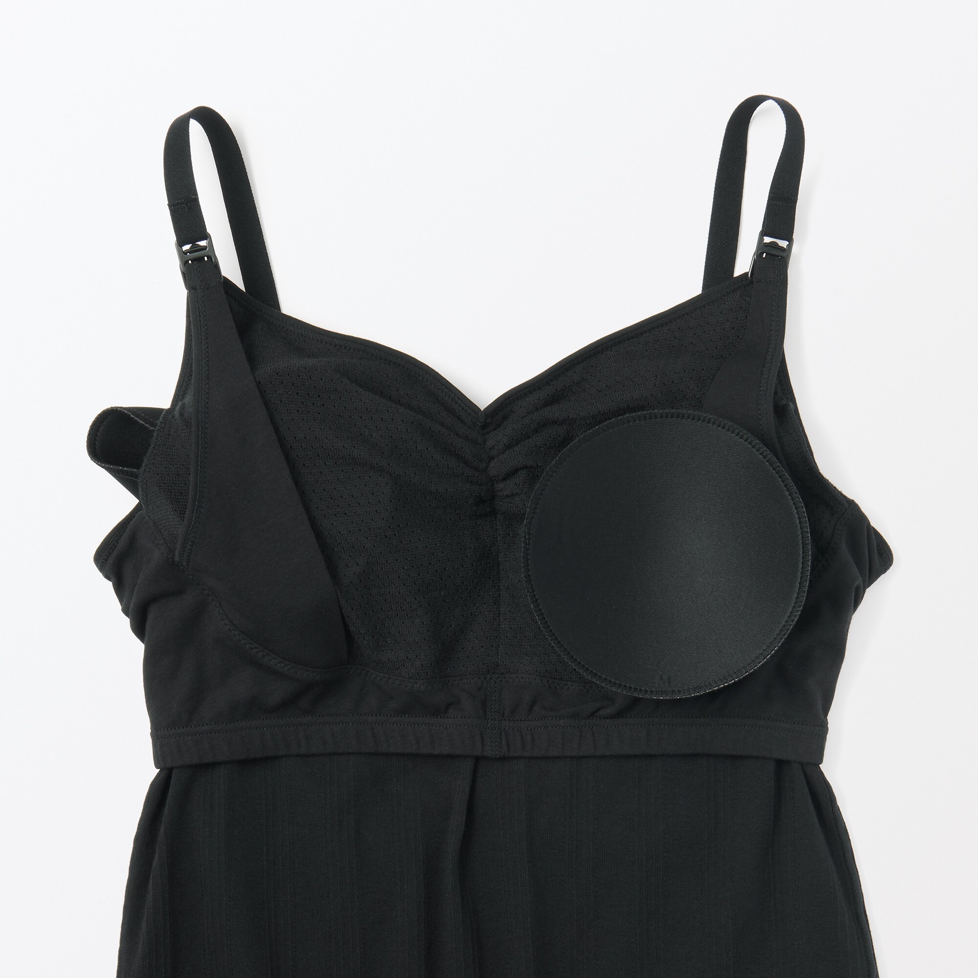 婦人　コットン混パターンメッシュ授乳に便利なブラキャミソール