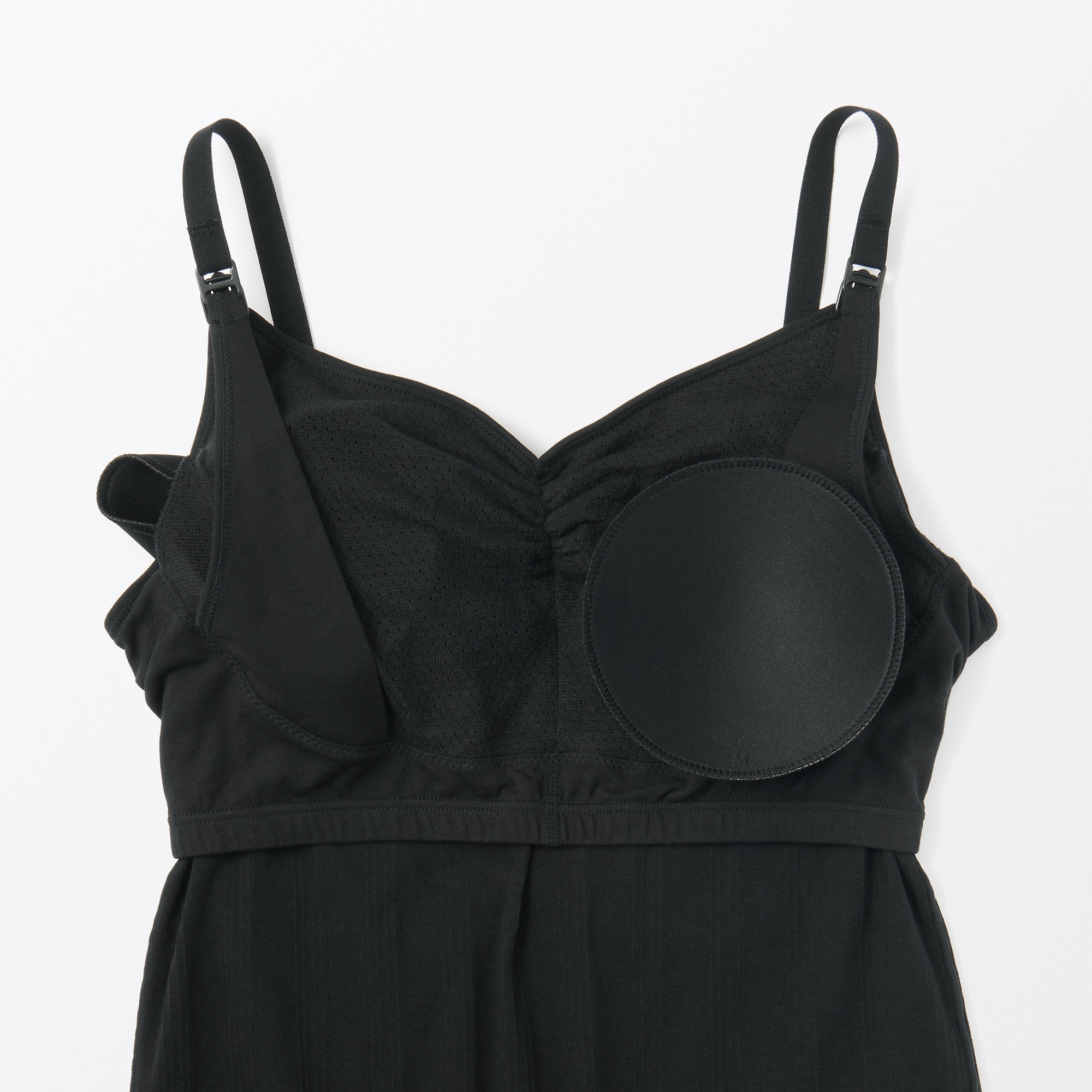 婦人　コットン混パターンメッシュ授乳に便利なブラキャミソール