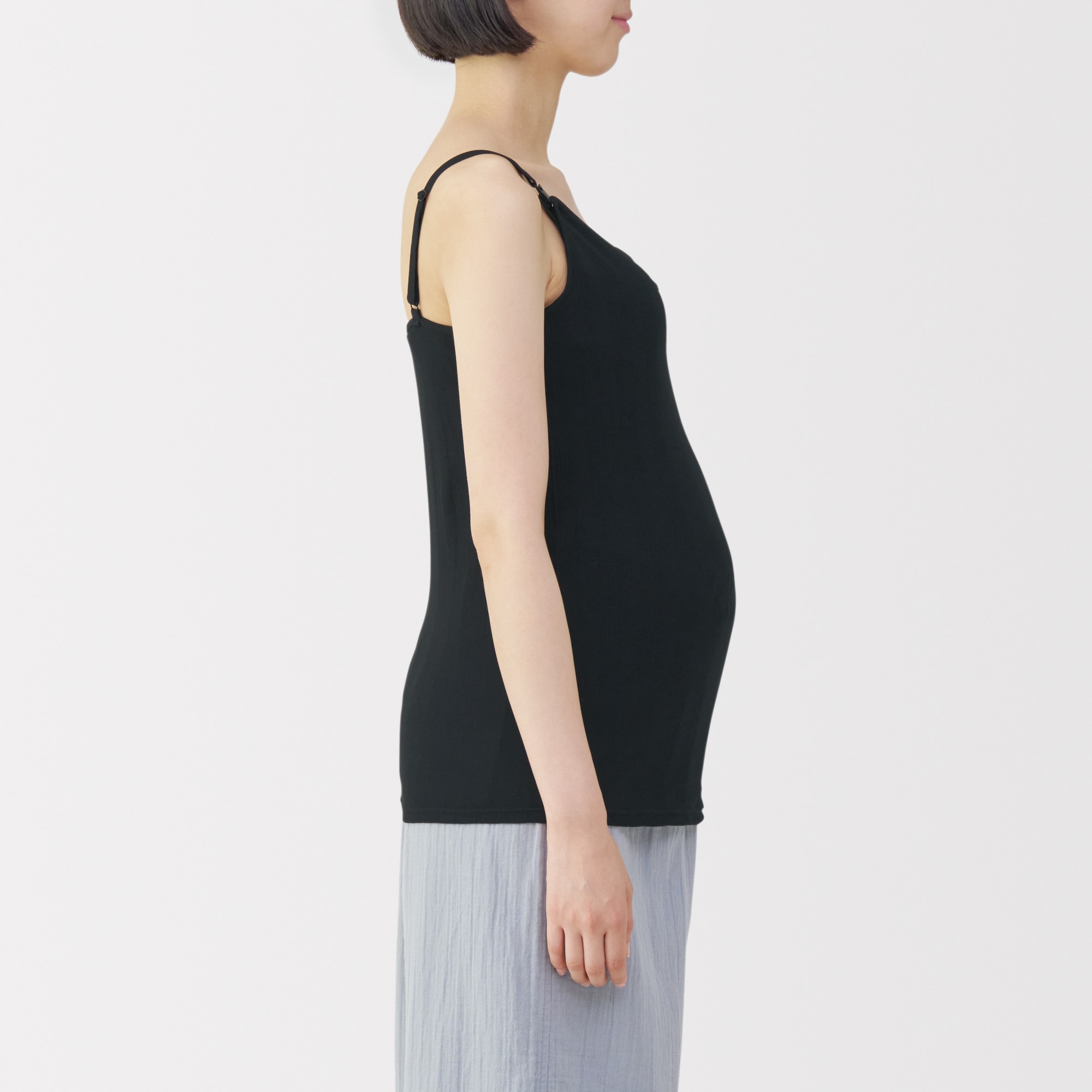 婦人　コットン混パターンメッシュ授乳に便利なブラキャミソール