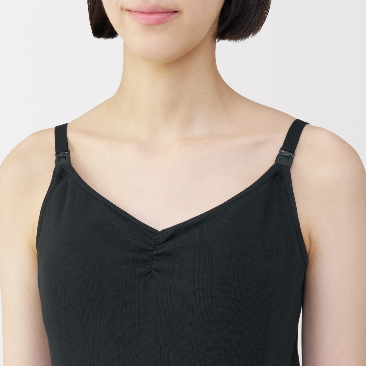 婦人　コットン混パターンメッシュ授乳に便利なブラキャミソール