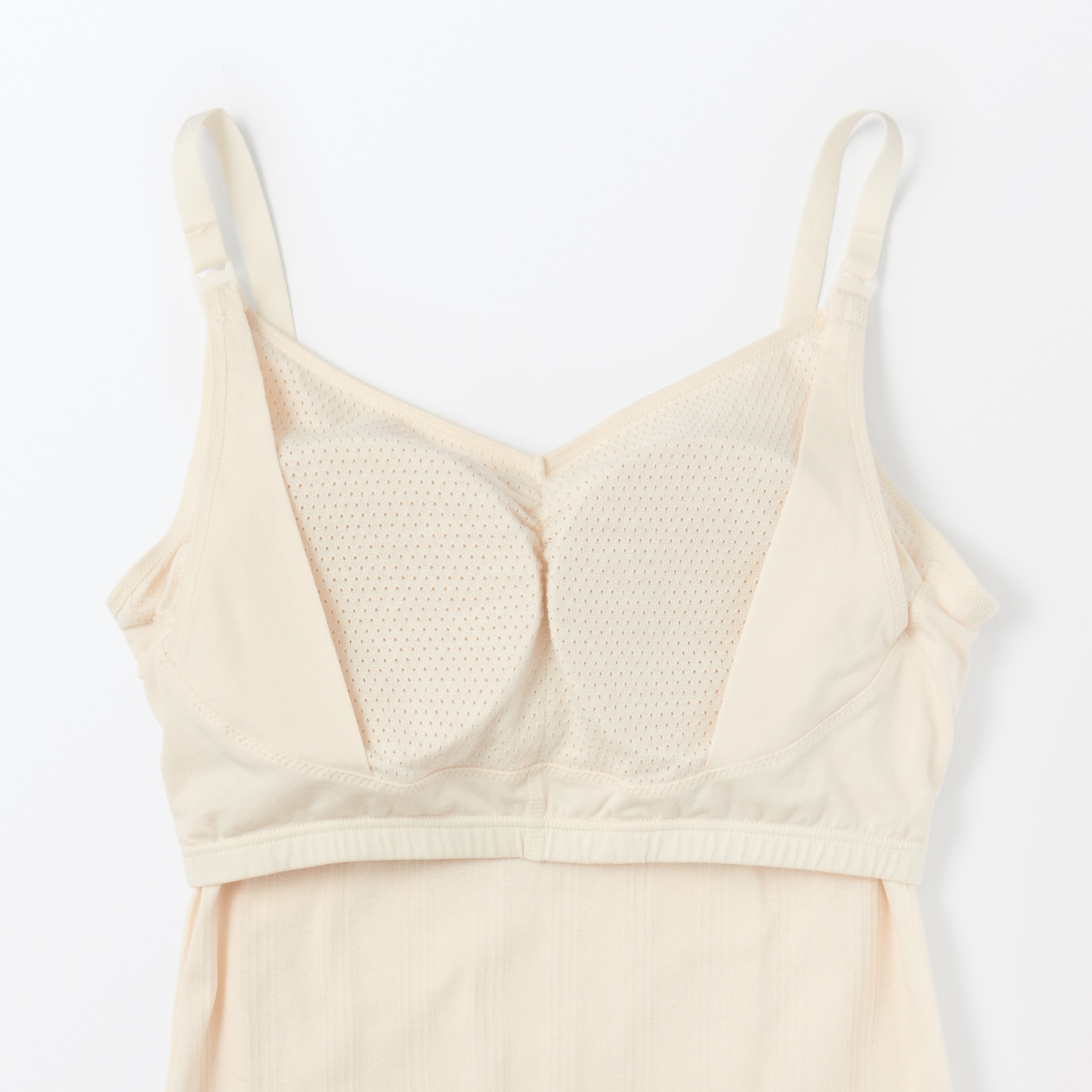 婦人　コットン混パターンメッシュ授乳に便利なブラキャミソール