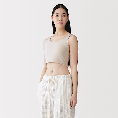 婦人　胸のボリュームをおさえる　ブラタンクトップハーフ丈