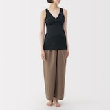 婦人　コットン混パターンメッシュ授乳に便利なブラタンクトップ