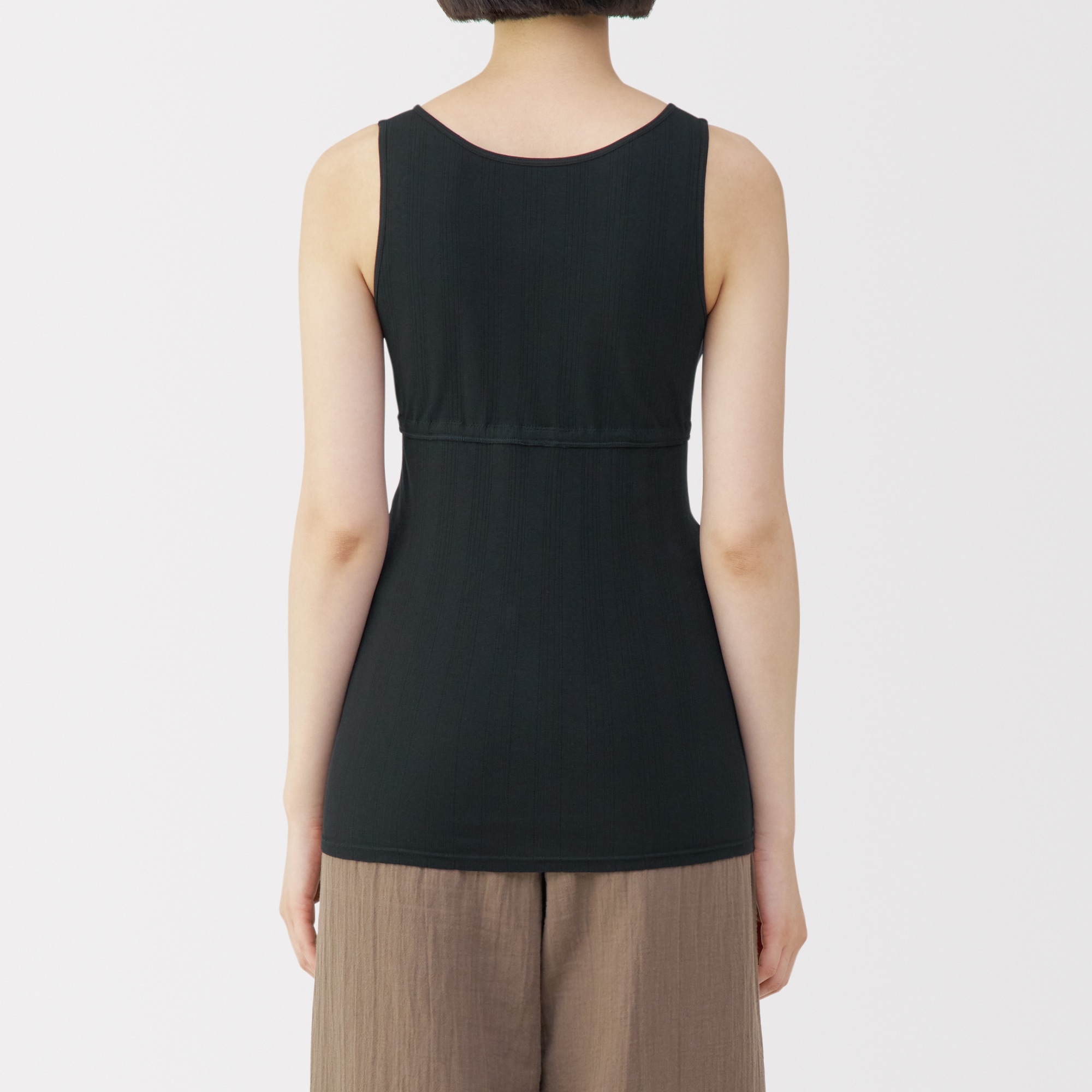 婦人　コットン混パターンメッシュ授乳に便利なブラタンクトップ