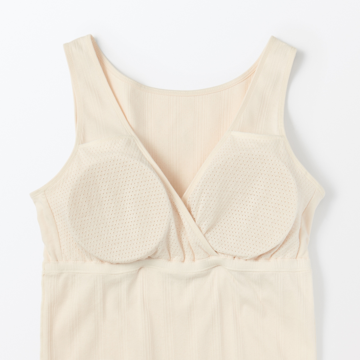 婦人　コットン混パターンメッシュ授乳に便利なブラタンクトップ