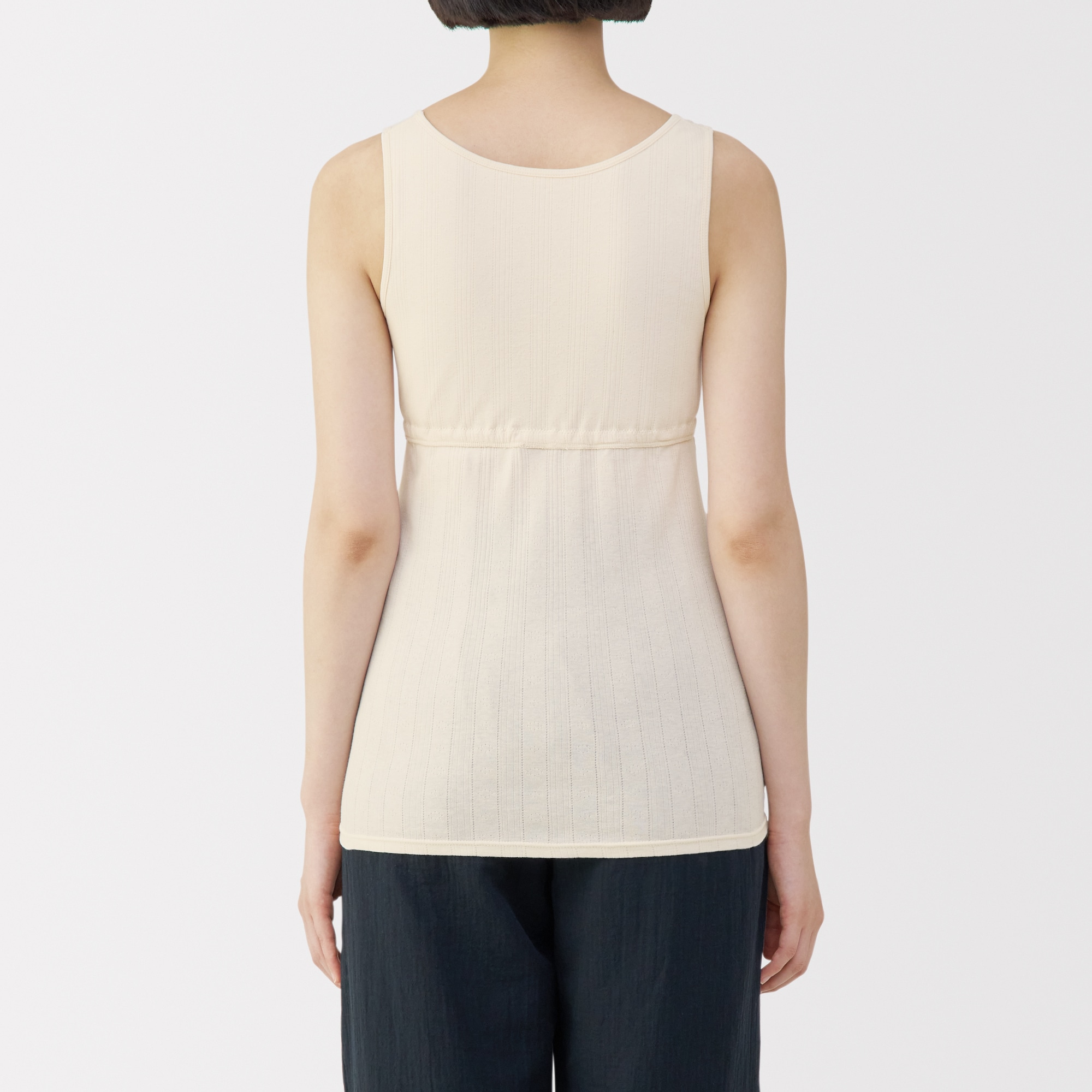 婦人　コットン混パターンメッシュ授乳に便利なブラタンクトップ