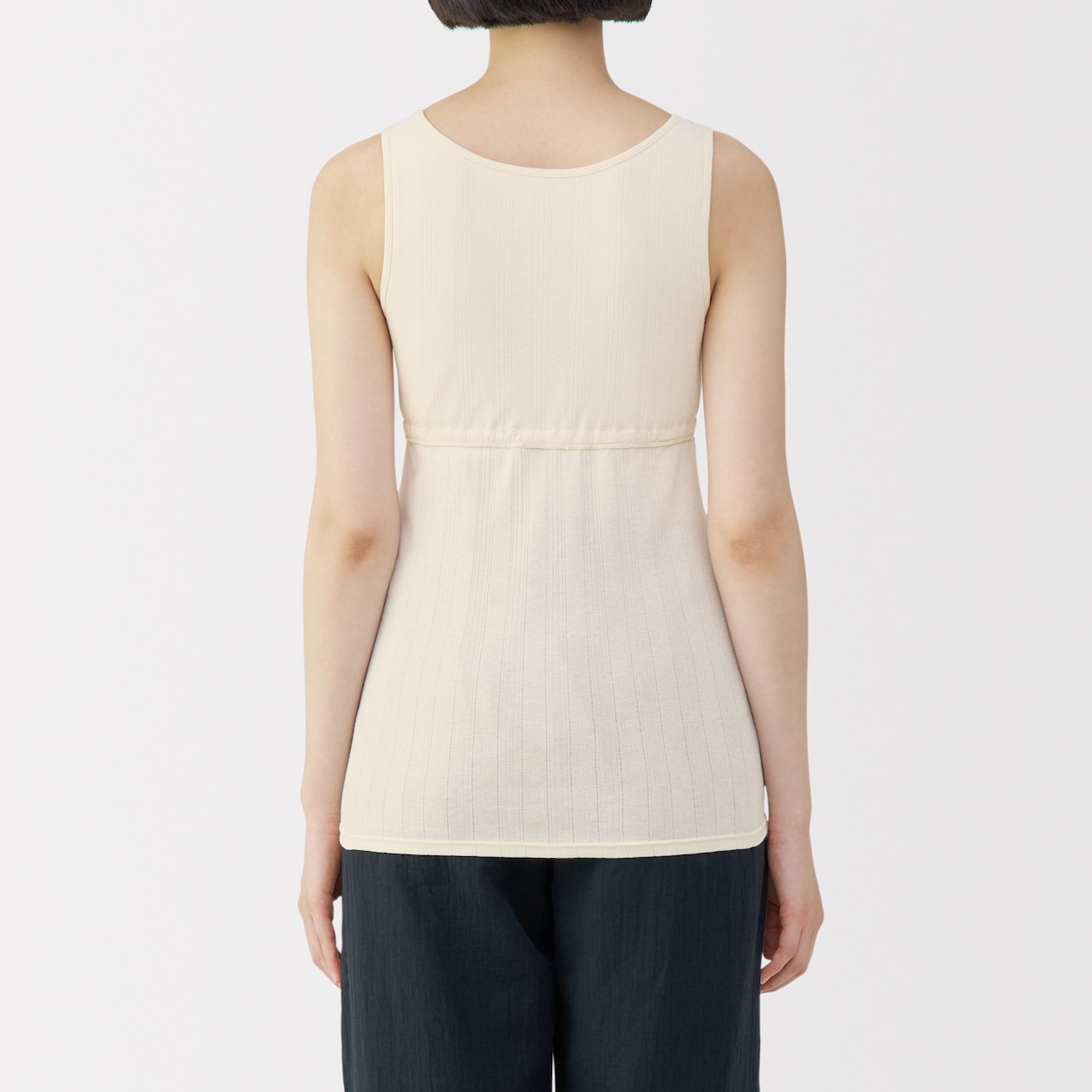 婦人　コットン混パターンメッシュ授乳に便利なブラタンクトップ