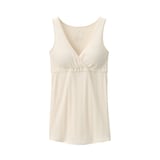 婦人　コットン混パターンメッシュ授乳に便利なブラタンクトップ