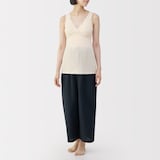 婦人　コットン混パターンメッシュ授乳に便利なブラタンクトップ