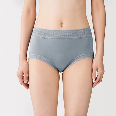 婦人　なめらかレース付きハイライズショーツ