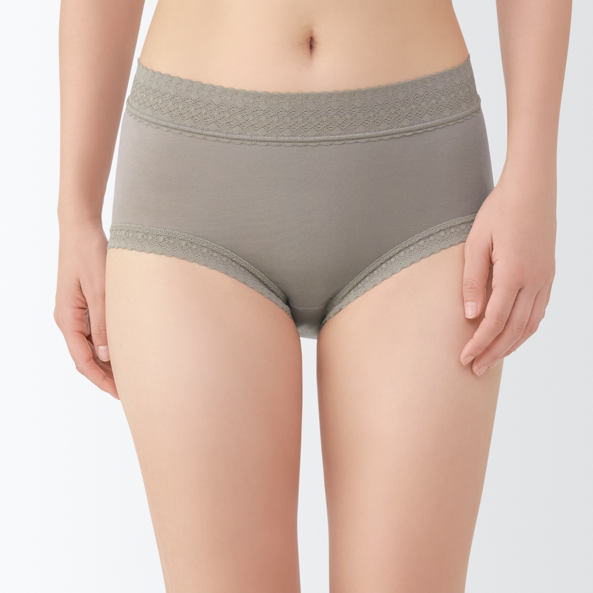 婦人　なめらかレース付きハイライズショーツ