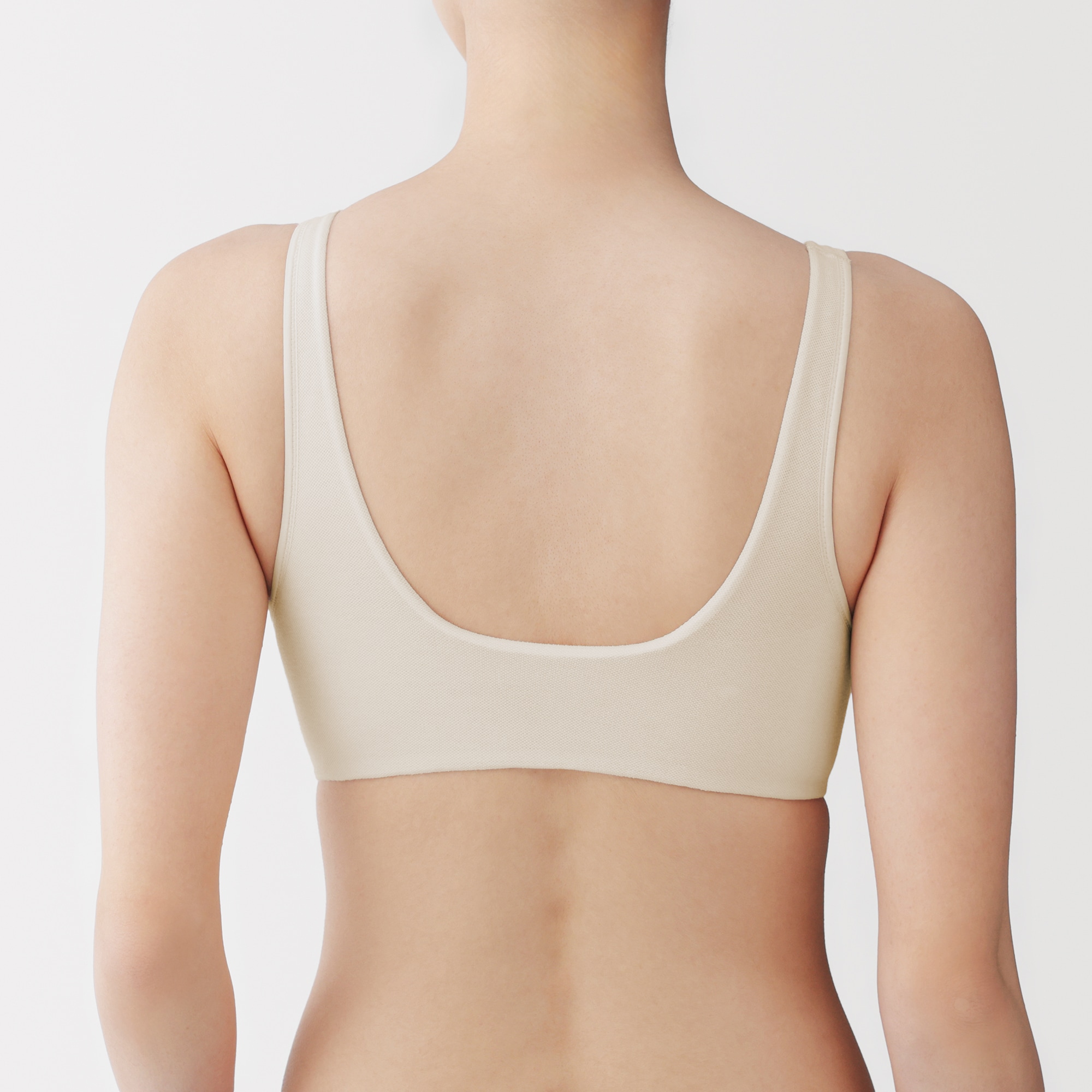 婦人　ノンワイヤー　綿混メッシュ　プランジブラジャー