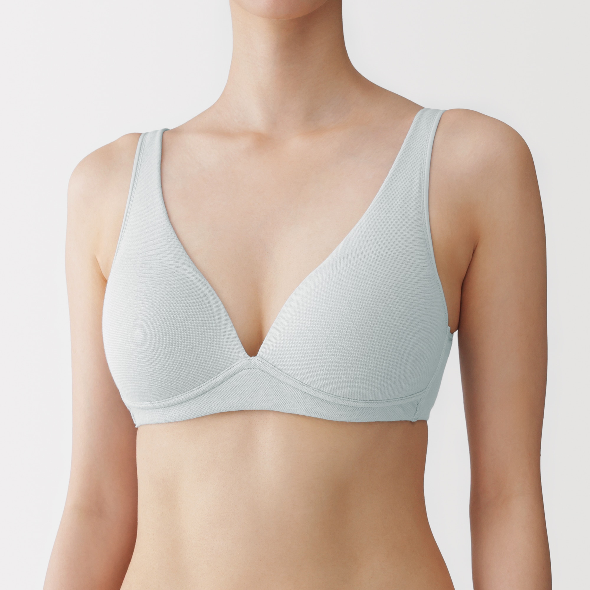 婦人　ノンワイヤー　綿混メッシュ　プランジブラジャー