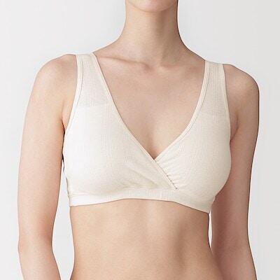 婦人　コットン混パターンメッシュ授乳に便利なブラジャー