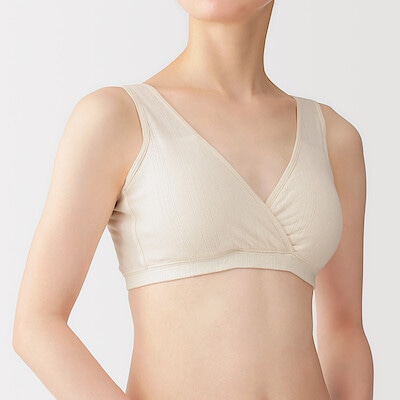 婦人　コットン混パターンメッシュ授乳に便利なブラジャー